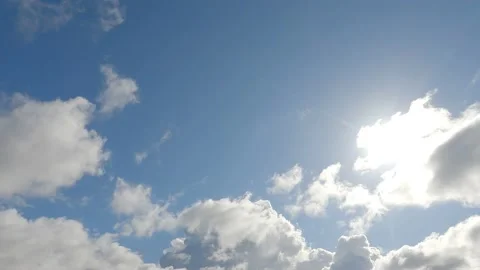 Blue sky white clouds. Puffy fluffy white clouds. Stock Footage 153100427