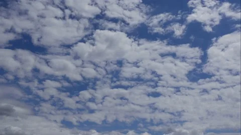 Blue sky white clouds. Puffy fluffy white clouds. Cumulus cloud scape timelapse Stock Footage 155069432