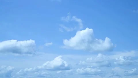 Blue sky white clouds. Puffy fluffy white clouds. Cumulus cloud cloudscape Stock Footage 156423086