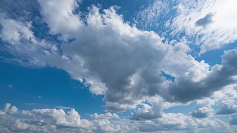 Blue sky white clouds. Puffy fluffy white clouds. Cumulus cloud cloudscape Stock Footage 158673907
