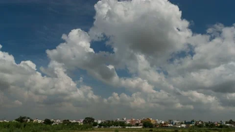 Blue sky white clouds. Puffy fluffy white clouds. Stock Footage 171257070