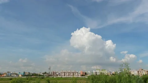 Blue sky white clouds. Puffy fluffy white clouds. Stock Footage 171257128