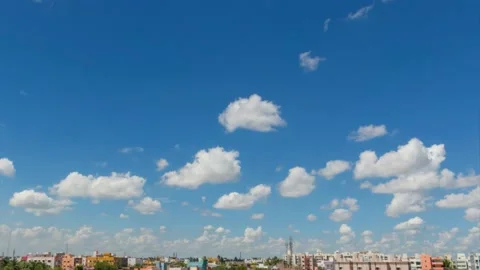 Blue sky white clouds. Puffy fluffy white clouds. Cumulus cloud scape timelapse. Stock Footage 171257165