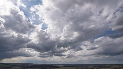Blue sky white clouds. Puffy fluffy white clouds. Cumulus cloud cloudscape Stock Footage 195088956