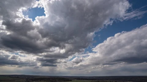 Blue sky white clouds. Puffy fluffy white clouds. Cumulus cloud cloudscape Stock Footage 195841023
