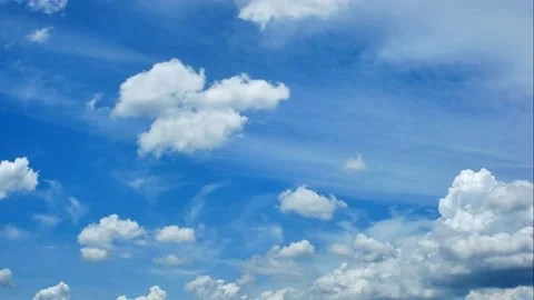 Blue sky white clouds. Puffy fluffy white clouds. Stock Footage 198997028