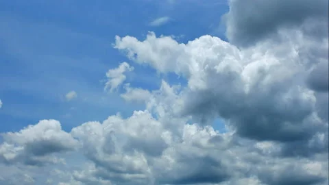 Blue sky white clouds. Puffy fluffy white clouds. Stock Footage 201250356