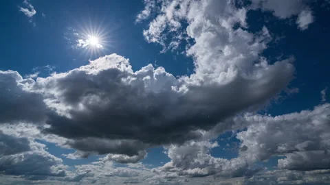 Blue sky white clouds. Puffy fluffy white clouds. Cumulus cloud cloudscape Stock Footage 201281094