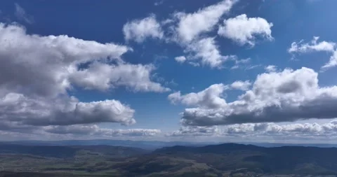Blue sky white clouds. Puffy fluffy white clouds. Cumulus clouds in the sky Stock Footage 201489785