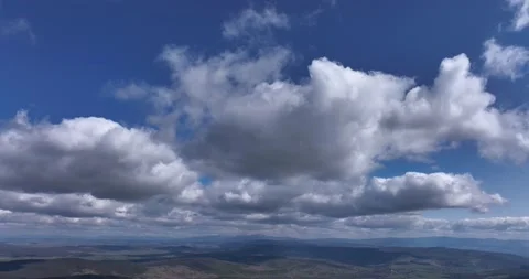 Blue sky white clouds. Puffy fluffy white clouds. Cumulus clouds in the sky Video stock 201490507