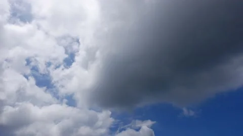 Blue sky white clouds. Puffy fluffy white clouds. Cumulus cloud scape timelapse Stock Footage 210995373