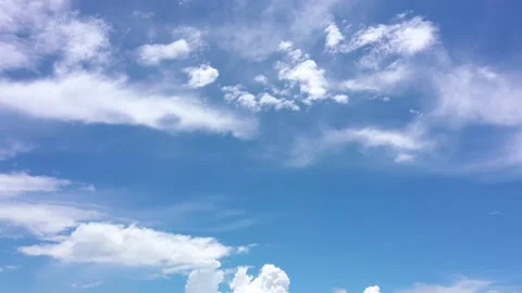 Blue sky white clouds. Puffy fluffy white clouds. Stock Footage 218164630