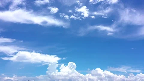 Blue sky white clouds. Puffy fluffy white clouds. Stock Footage 218164705
