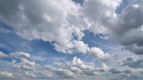Blue sky white clouds. Puffy fluffy white clouds. Cumulus cloud cloudscape Stock Footage 225171061