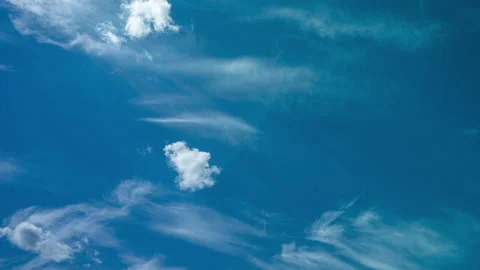 Blue sky white clouds. Puffy fluffy white clouds. Cumulus cloud cloudscape Stock Footage 236840547