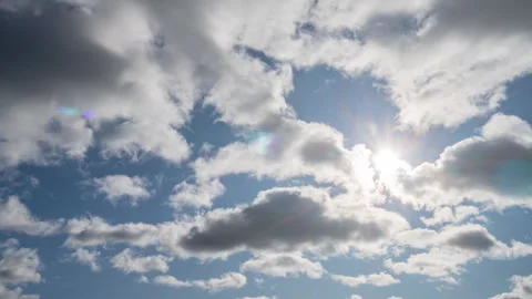 Blue sky white clouds. Puffy fluffy white clouds. Stock-Footage 254236355