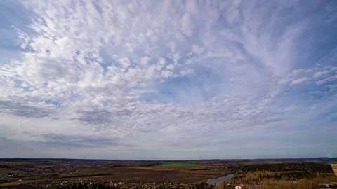 Blue sky white clouds. Puffy fluffy white clouds. Cumulus cloud cloudscape Stock Footage 254537026