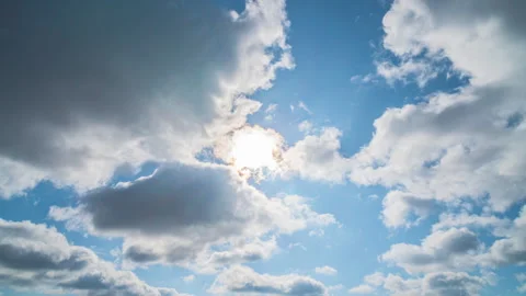Blue sky white clouds. Puffy fluffy white clouds. Stock Footage 276307658