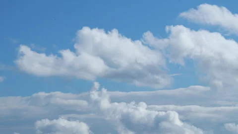 Blue sky white clouds. Puffy fluffy white clouds. Video stock 277634729