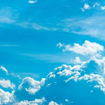 Blue sky white clouds. Puffy fluffy white clouds. Summer blue sky time lapse Stock Photos