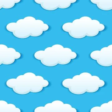 Blue sky with white clouds seamless pattern Stock Illustration
