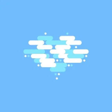 Blue sky with white clouds in the shape of a heart. Vector illustration 스톡 일러스트
