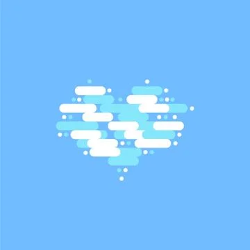 Blue sky with white clouds in the shape of a heart. Vector illustration 스톡 일러스트