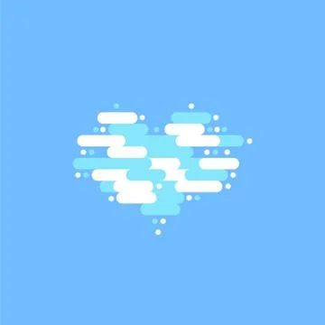 Blue sky with white clouds in the shape of a heart. Vector illustration Stock Illustration