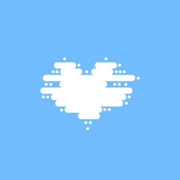Blue sky with white clouds in the shape of a heart. Vector illustration Stock Illustration