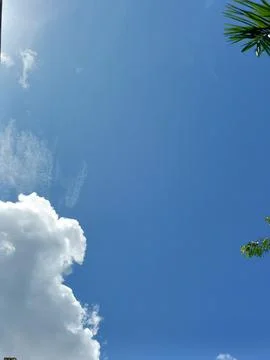 Blue sky with white clouds. The sky is clear and bright, and the clouds are scat Stock Photos
