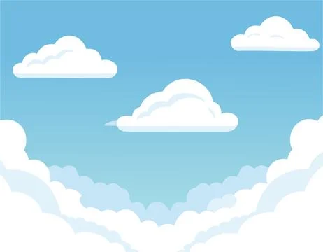 Blue sky with white clouds. Vector of the sky is clear and the clouds are s.. Stock Illustration