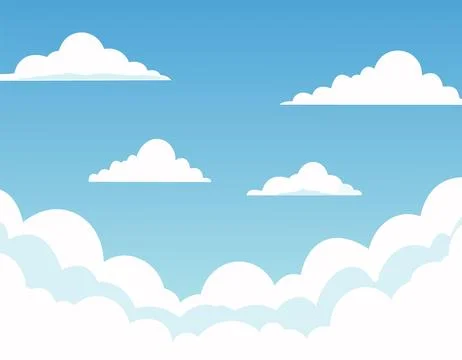 Blue sky with white clouds. Vector of the sky is clear and the clouds are s.. Stock Illustration