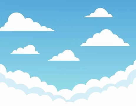 Blue sky with white clouds. Vector of the sky is clear and the clouds are s.. Stock Illustration