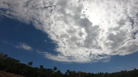 Blue sky with white clouds, Wide angle shot. Stock Footage 131254669