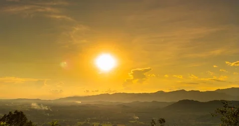 Blue sky white clound 4k timelapse with mountain on sunset. Stock Footage 122432546