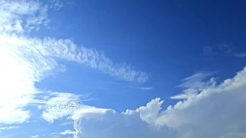 Blue Sky With White Cumulus and Cirrus Clouds 库存影片 334321402