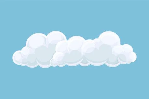 Blue sky with white fluffy cloud. Abstract cumulus cloud cartoon vector Stock Illustration