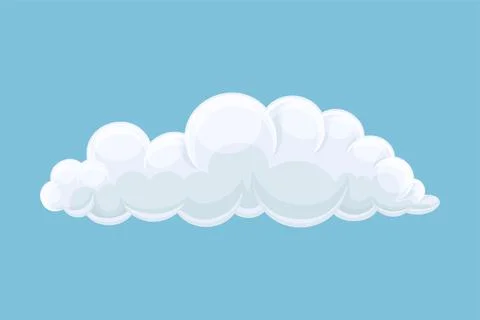 Blue sky with white fluffy cloud, meteorology design element cartoon vector 스톡 일러스트