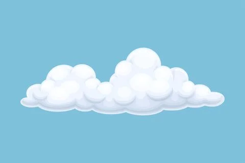 Blue sky with white fluffy cloud. Storage solution, database, networking Stockillustratie