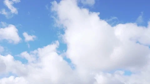 Blue Sky with White Fluffy Clouds in Summer Stock Footage 122362986