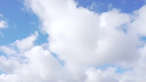 Blue Sky with White Fluffy Clouds in Summer Stock Footage 122363428
