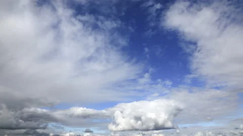 Blue sky with white fluffy clouds timelapse Stock Footage 139767508