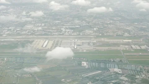 Blue sky with white fluffy clouds from airplane flight fly over the clouds .. Stock Footage 267018970