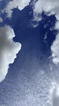 Blue Sky White Fluffy Clouds Low Angle View Sky Background Copy Space Stock Photos
