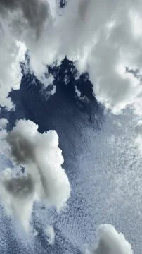 Blue Sky White Fluffy Clouds Low Angle View Sky Background Copy Space Stock Photos