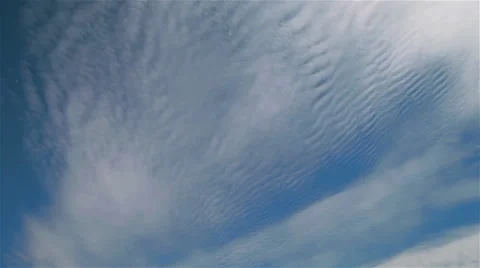 Blue sky with white ripply clouds. Pan Stock Footage 46011044