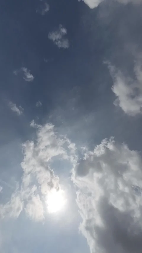 Blue Sky White Rolling Clouds Timelapse Vertical Video Stock Footage 281499793
