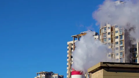 Blue Sky Wind Blowing White Smoke 4K Timelapse Video stock 320925394