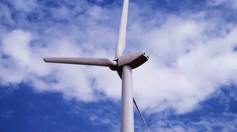 Blue Sky Wind Turbine two Stock Footage 26115828