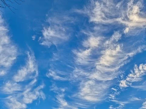 Blue Sky with Wispy Cirrus Clouds Stock Photos